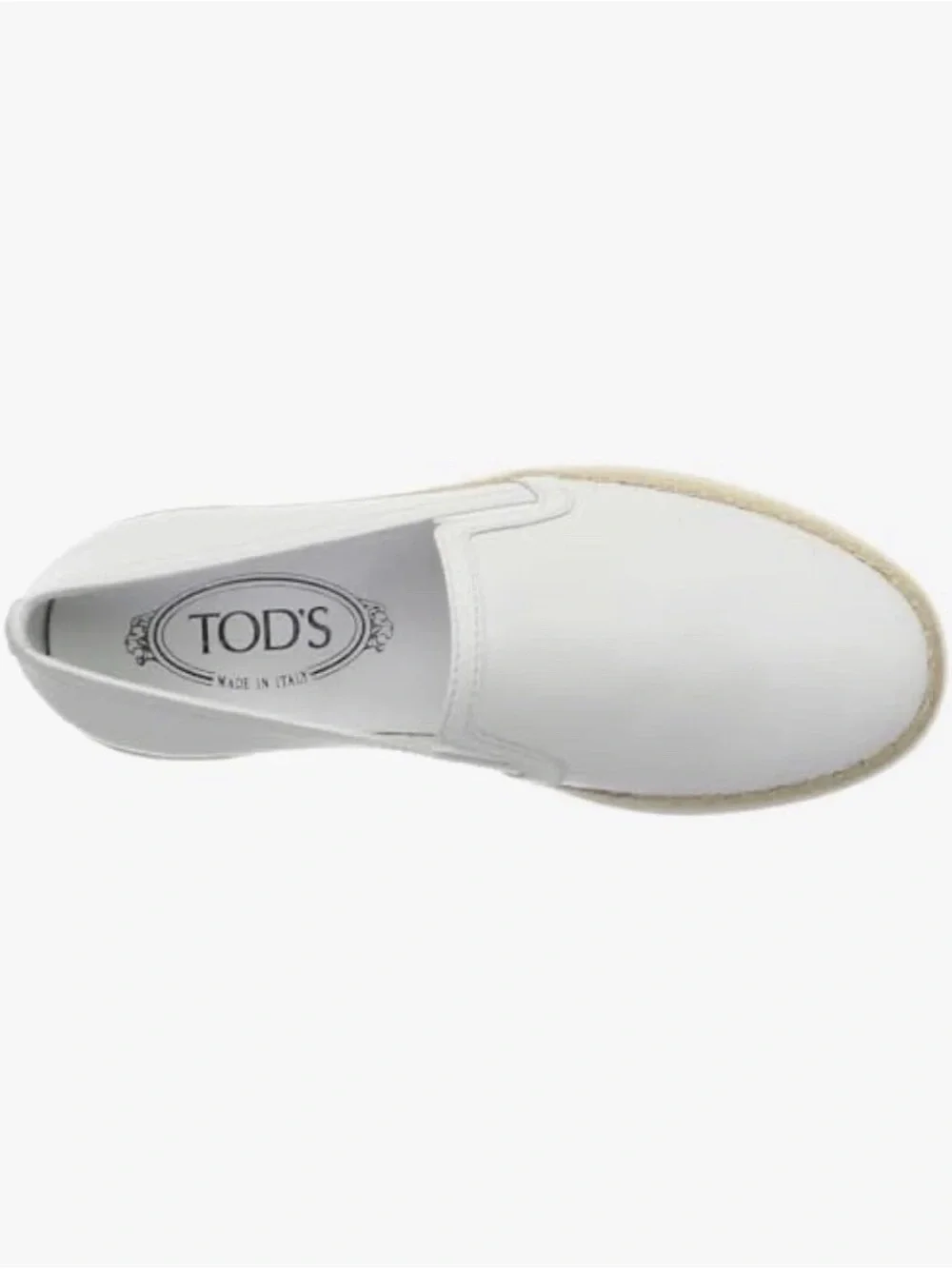 Tod's White Leather Slip-On Espadrille Mule